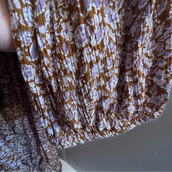 Xmas sale! GAP Splitneck Midi Dress, Size XL, Brown Ditsy Floral, Tie Waist - Picture 4 of 14